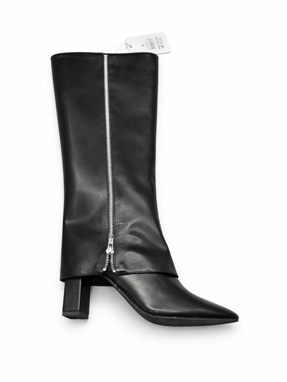 Women's Black Mid-Calf Heeled Zip Boots